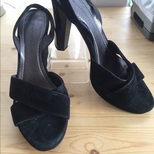 DVF suede platform sling backs